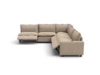 Modular Cero Reclining Sectionals | 5-Piece Khaki Linen Grand Estate V-Shaped Sectionals 5-Seater