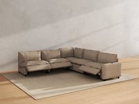 Modular Cero Reclining Sectionals | 5-Piece Khaki Linen Grand Estate V-Shaped Sectionals 5-Seater