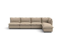 Modular Cero Reclining Sectionals | 5-Piece Khaki Linen Home Living L-Shaped Sectionals 4-Seater with 1-Ottoman