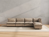 Modular Cero Reclining Sectionals | 5-Piece Khaki Linen Home Living L-Shaped Sectionals 4-Seater with 1-Ottoman