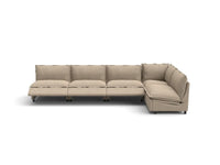 Modular Cero Reclining Sectionals | 5-Piece Khaki Linen Large Space L-Shaped Sectionals 5-Seater