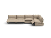 Modular Cero Reclining Sectionals | 5-Piece Khaki Linen Large Space L-Shaped Sectionals 5-Seater