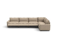 Modular Cero Reclining Sectionals | 5-Piece Khaki Linen Large Space L-Shaped Sectionals 5-Seater