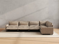 Modular Cero Reclining Sectionals | 5-Piece Khaki Linen Large Space L-Shaped Sectionals 5-Seater