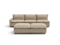 Modular Cero Reclining Sectionals | 5-Piece Khaki Linen Open Plan Sofa Sets 3-Seater with 2-Ottomans