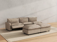 Modular Cero Reclining Sectionals | 5-Piece Khaki Linen Open Plan Sofa Sets 3-Seater with 2-Ottomans