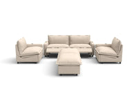 Modular Cero Reclining Sectionals | 6-Piece Beige Linen Grand Estate U-Shaped Sectionals 4-Seater with 2-Ottomans