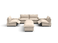 Modular Cero Reclining Sectionals | 6-Piece Beige Linen Grand Estate U-Shaped Sectionals 4-Seater with 2-Ottomans