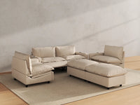 Modular Cero Reclining Sectionals | 6-Piece Beige Linen Grand Estate U-Shaped Sectionals 4-Seater with 2-Ottomans