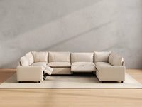 Modular Cero Reclining Sectionals | 6-Piece Beige Linen Grand Estate U-Shaped Sectionals 6-Seater