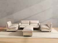 Modular Cero Reclining Sectionals | 6-Piece Beige Linen Large Space U-Shaped Sectionals 4-Seater with 2-Ottomans