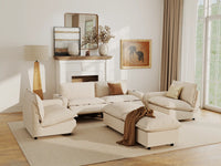 Modular Cero Reclining Sectionals | 6-Piece Beige Linen Large Space U-Shaped Sectionals 4-Seater with 2-Ottomans
