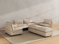 Modular Cero Reclining Sectionals | 6-Piece Beige Linen Large Space U-Shaped Sectionals 4-Seater with 2-Ottomans