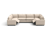 Modular Cero Reclining Sectionals | 6-Piece Beige Linen Large Space U-Shaped Sectionals 6-Seater