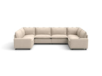 Modular Cero Reclining Sectionals | 6-Piece Beige Linen Large Space U-Shaped Sectionals 6-Seater