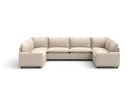 Modular Cero Reclining Sectionals | 6-Piece Beige Linen Large Space U-Shaped Sectionals 6-Seater