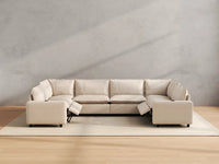 Modular Cero Reclining Sectionals | 6-Piece Beige Linen Large Space U-Shaped Sectionals 6-Seater