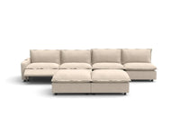 Modular Cero Reclining Sectionals | 6-Piece Beige Linen Open Plan Sofa Sets 4-Seater with 2-Ottomans