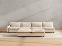 Modular Cero Reclining Sectionals | 6-Piece Beige Linen Open Plan Sofa Sets 4-Seater with 2-Ottomans