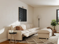 Modular Cero Reclining Sectionals | 6-Piece Beige Linen Open Plan Sofa Sets 4-Seater with 2-Ottomans