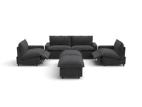 Modular Cero Reclining Sectionals | 6-Piece Grey Linen Grand Estate U-Shaped Sectionals 4-Seater with 2-Ottomans