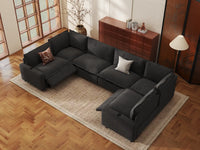Modular Cero Reclining Sectionals | 6-Piece Grey Linen Grand Estate U-Shaped Sectionals 6-Seater
