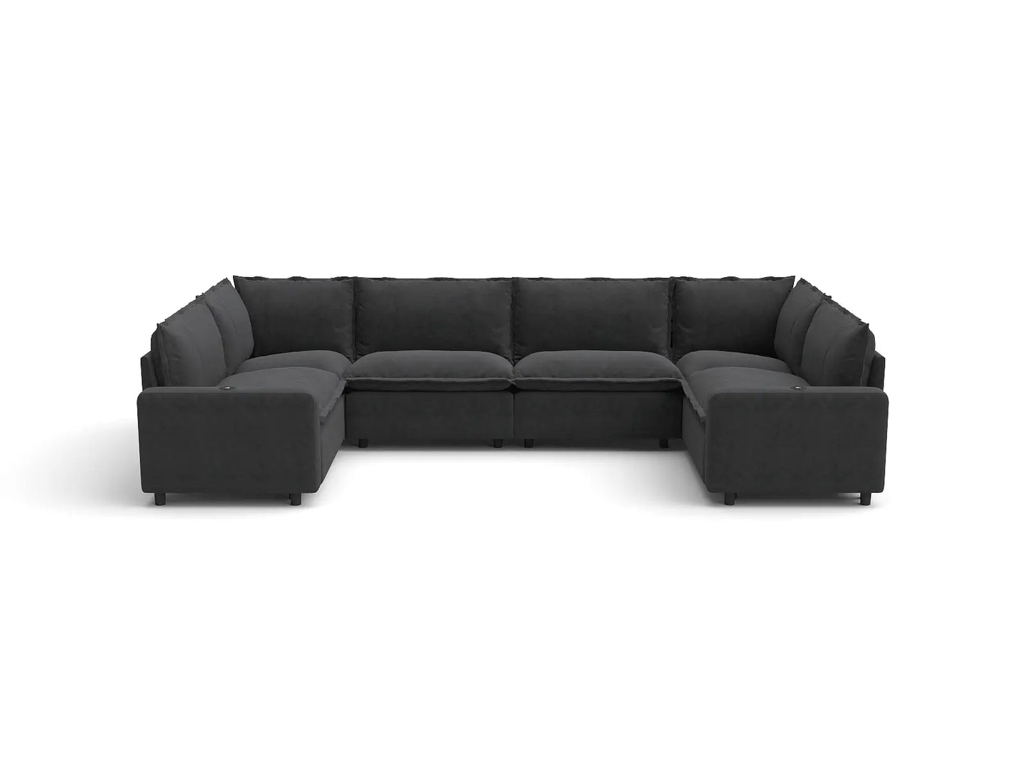 Modular Cero Power Reclining Sectional Couch | 6-Piece Grey Linen Grand Estate U-Shaped Sectionals 6-Seater