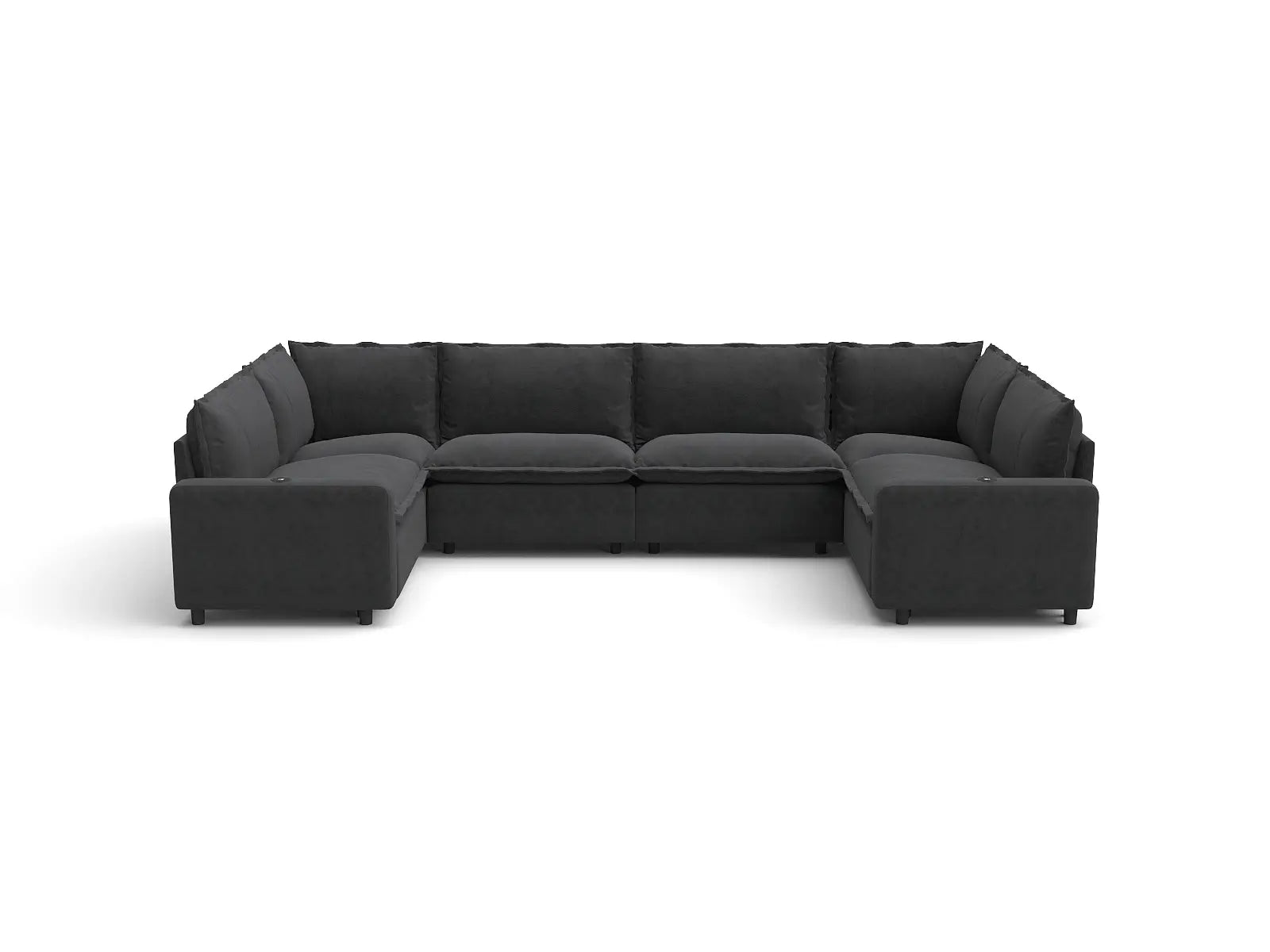 Modular Cero Power Reclining Sectional Couch | 6-Piece Grey Linen Grand Estate U-Shaped Sectionals 6-Seater