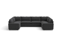 Modular Cero Power Reclining Sectional Couch | 6-Piece Grey Linen Grand Estate U-Shaped Sectionals 6-Seater