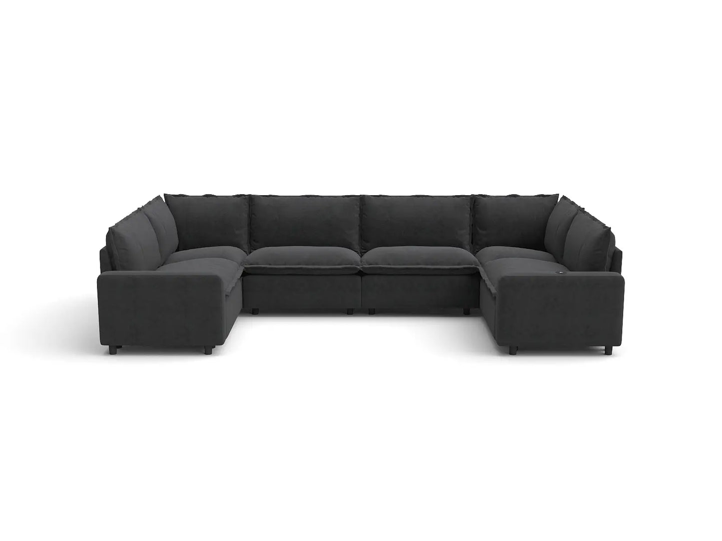 Modular Cero Reclining Sectionals | 6-Piece Grey Linen Grand Estate U-Shaped Sectionals 6-Seater