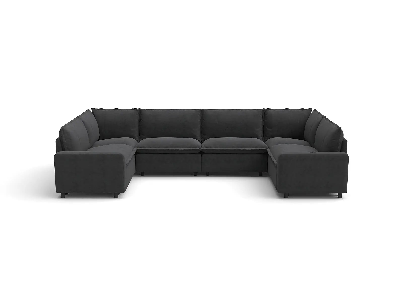 Modular Cero Power Recliner Sectional | 6-Piece Grey Linen Grand Estate U-Shaped Sectionals 6-Seater
