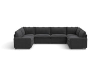 Modular Cero Reclining Sectionals | 6-Piece Grey Linen Grand Estate U-Shaped Sectionals 6-Seater