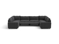 Modular Cero Reclining Sectionals | 6-Piece Grey Linen Grand Estate U-Shaped Sectionals 6-Seater