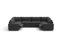Modular Cero Reclining Sectionals | 6-Piece Grey Linen Grand Estate U-Shaped Sectionals 6-Seater