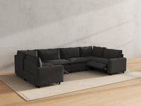 Modular Cero Power Reclining Sectional Couch | 6-Piece Grey Linen Grand Estate U-Shaped Sectionals 6-Seater