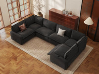 Modular Cero Reclining Sectionals | 6-Piece Grey Linen Grand Estate U-Shaped Sectionals 6-Seater