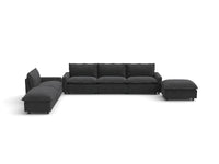Modular Cero Reclining Sectionals | 6-Piece Grey Linen Large Space Corner Sectionals 4-Seater with 2-Ottomans