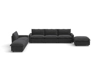 Modular Cero Reclining Sectionals | 6-Piece Grey Linen Large Space Corner Sectionals 4-Seater with 2-Ottomans