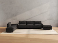 Modular Cero Reclining Sectionals | 6-Piece Grey Linen Large Space Corner Sectionals 4-Seater with 2-Ottomans