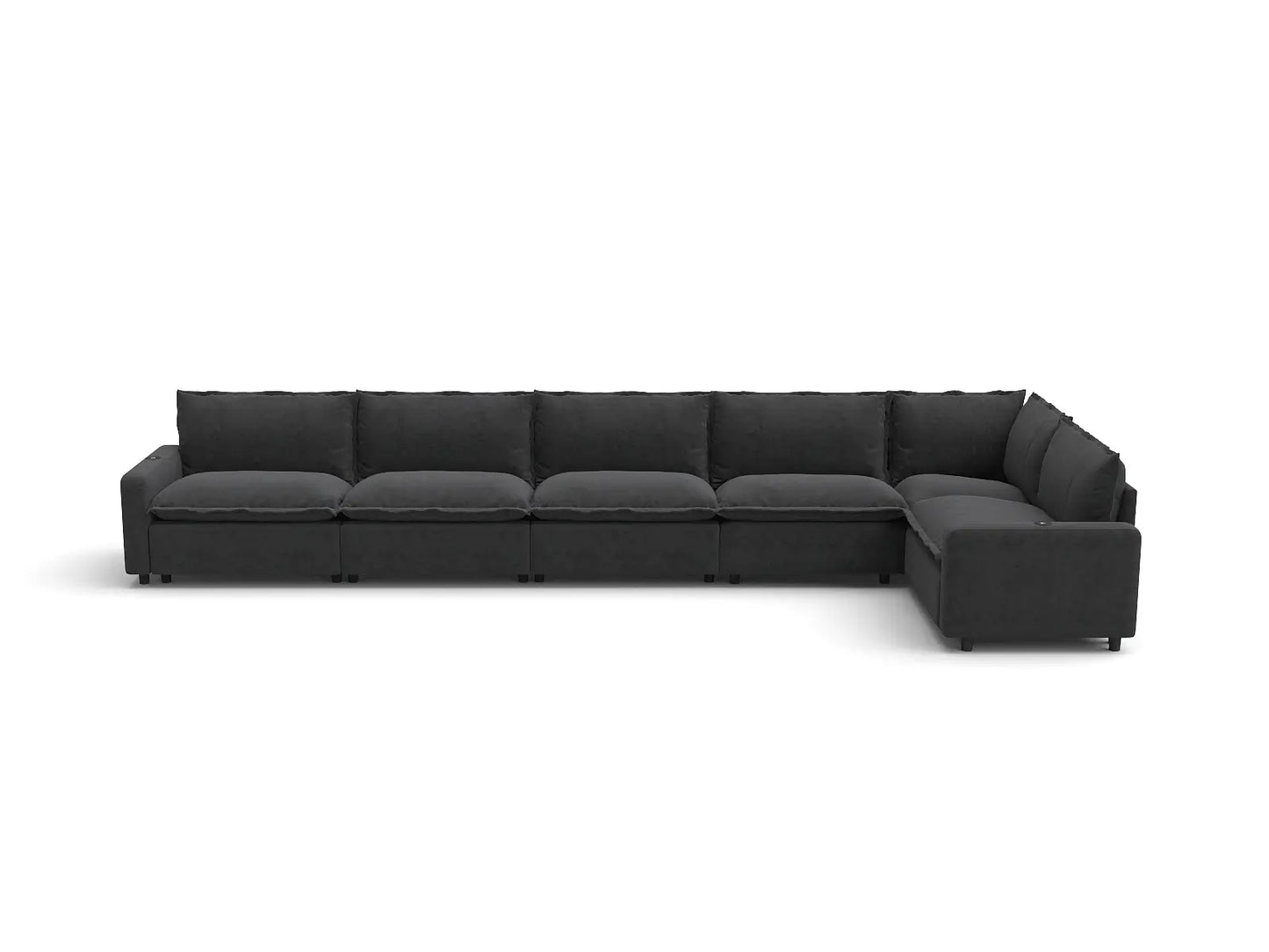 Modular Cero Reclining Sectionals | 6-Piece Grey Linen Large Space L-Shaped Sectionals 6-Seater