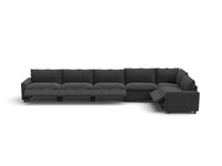Modular Cero Reclining Sectionals | 6-Piece Grey Linen Large Space L-Shaped Sectionals 6-Seater