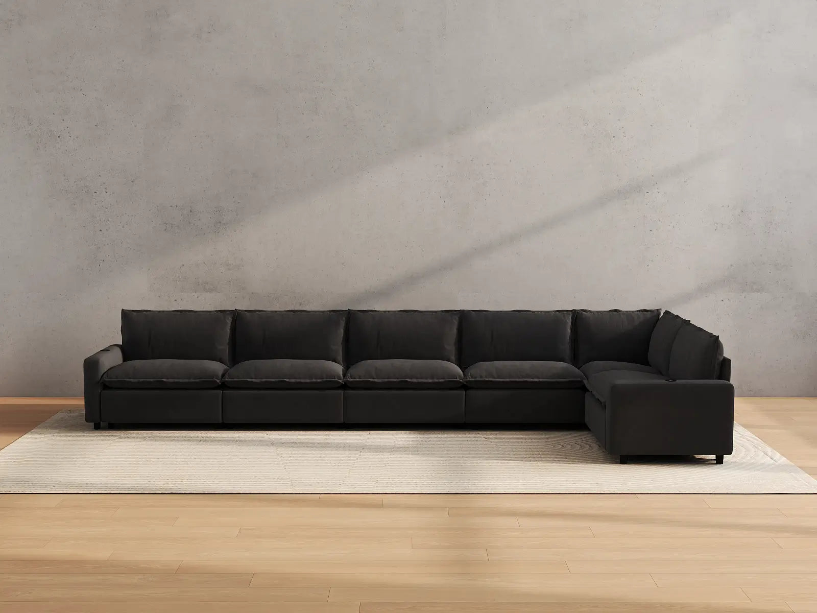 Modular Cero Reclining Sectionals | 6-Piece Grey Linen Large Space L-Shaped Sectionals 6-Seater