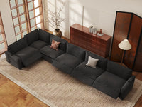 Modular Cero Reclining Sectionals | 6-Piece Grey Linen Large Space L-Shaped Sectionals 6-Seater