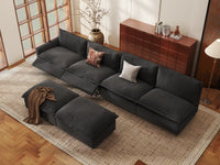 Modular Cero Reclining Sectionals | 6-Piece Grey Linen Large Space Sofa Sets 4-Seater with 2-Ottomans