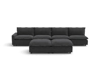 Modular Cero Reclining Sectionals | 6-Piece Grey Linen Large Space Sofa Sets 4-Seater with 2-Ottomans