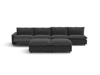 Modular Cero Reclining Sectionals | 6-Piece Grey Linen Large Space Sofa Sets 4-Seater with 2-Ottomans