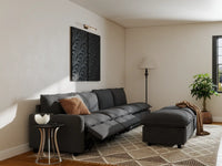 Modular Cero Reclining Sectionals | 6-Piece Grey Linen Large Space Sofa Sets 4-Seater with 2-Ottomans