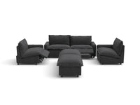 Modular Cero Reclining Sectionals | 6-Piece Grey Linen Large Space U-Shaped Sectionals 4-Seater with 2-Ottomans