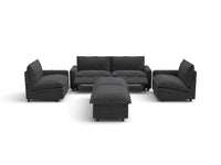 Modular Cero Reclining Sectionals | 6-Piece Grey Linen Large Space U-Shaped Sectionals 4-Seater with 2-Ottomans