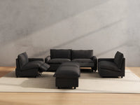 Modular Cero Reclining Sectionals | 6-Piece Grey Linen Large Space U-Shaped Sectionals 4-Seater with 2-Ottomans